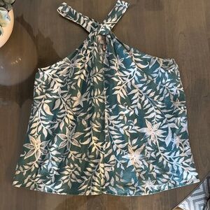 NWOT Loft Floral Halter Top - Green and White